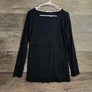 Smallshow Elegant Black Long Sleeve Women's Maternity Blouse